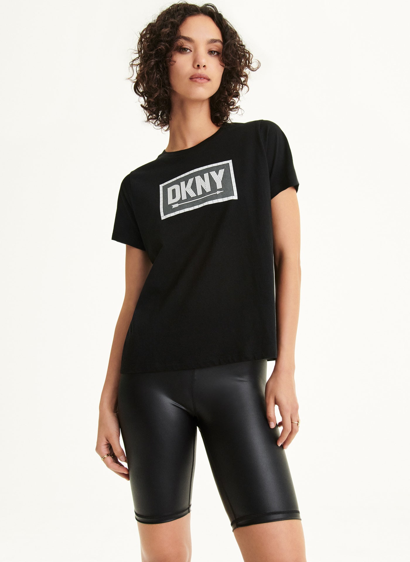 Shop Dkny Women's Subway Tile Graphic T-shirt In Black