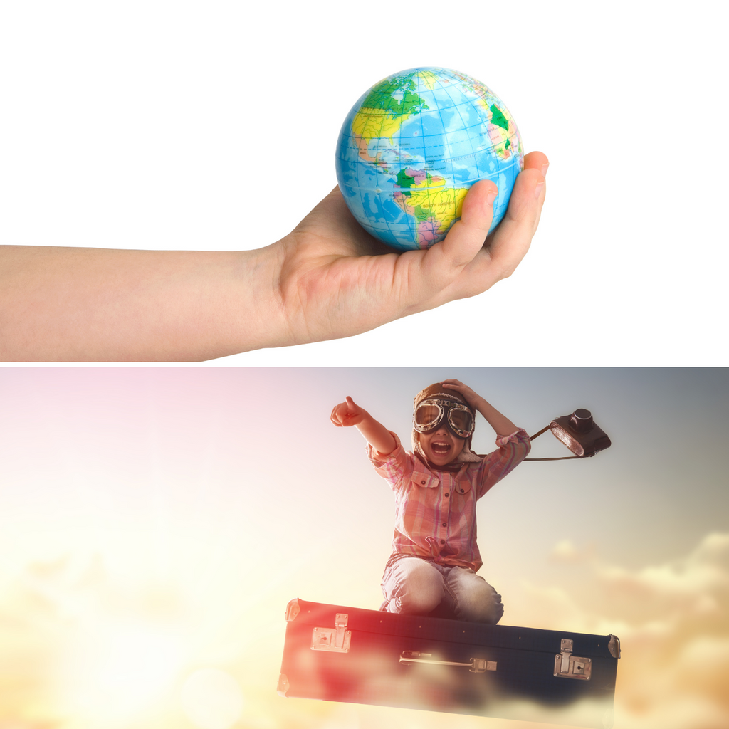 enfant qui voyage dans le monde