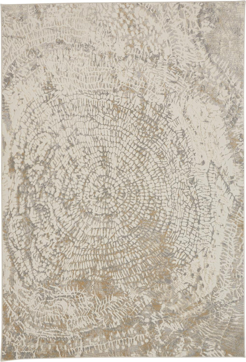 Frida Distressed Abstract Watercolor Accent Rug, Ivory/Gray/Tan, 2ft-1in x 3ft
