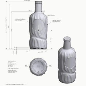 Graphic computer design plan for River Rock whisky bottle