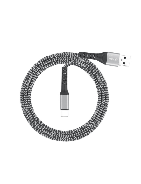 Zoook Fabric Pure Copper Cable for Charge & Sync 1m / 2A Support/ Type C USB - Black White Nylon freeshipping - eDubaiCart