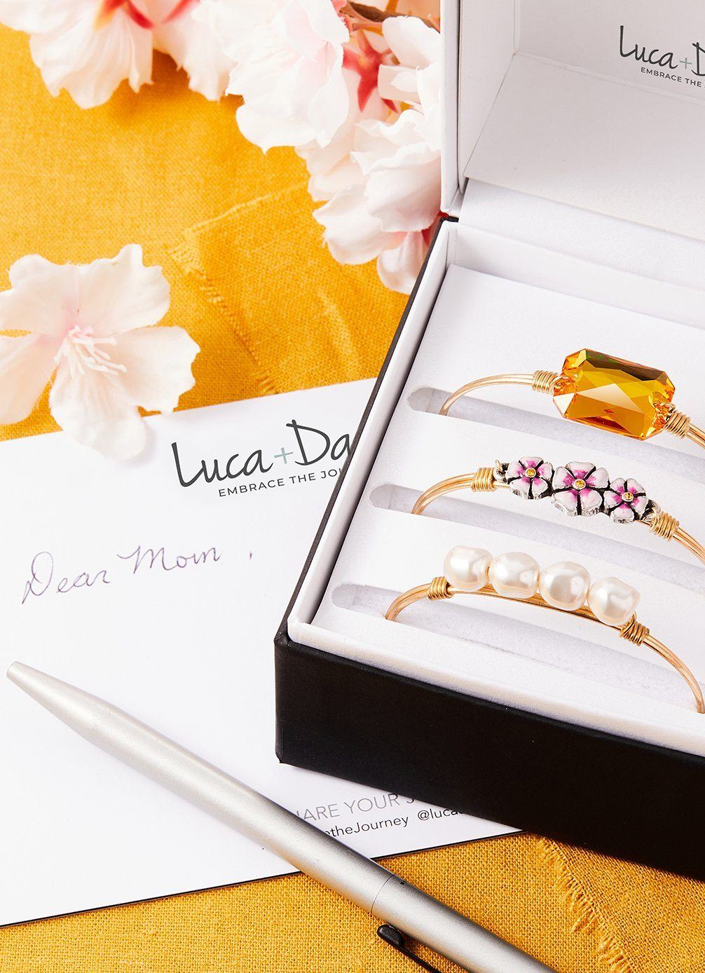 Yellow Sunflower Bangle Bracelet | Luca + Danni