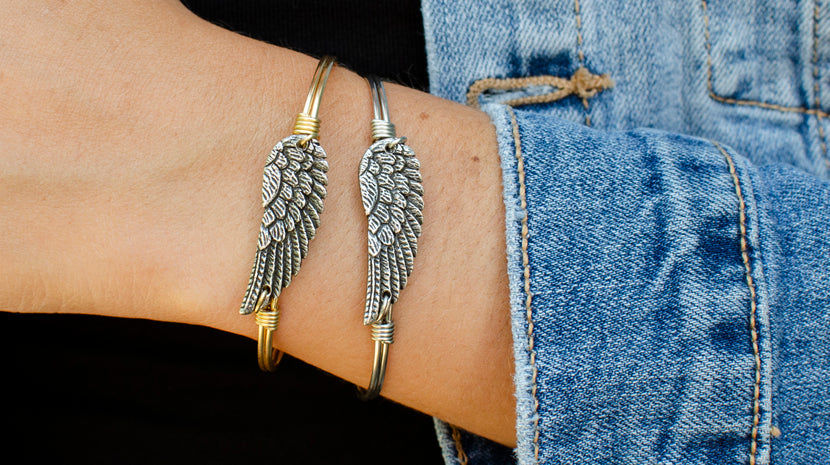 Angel Wing Charm bangle bracelet