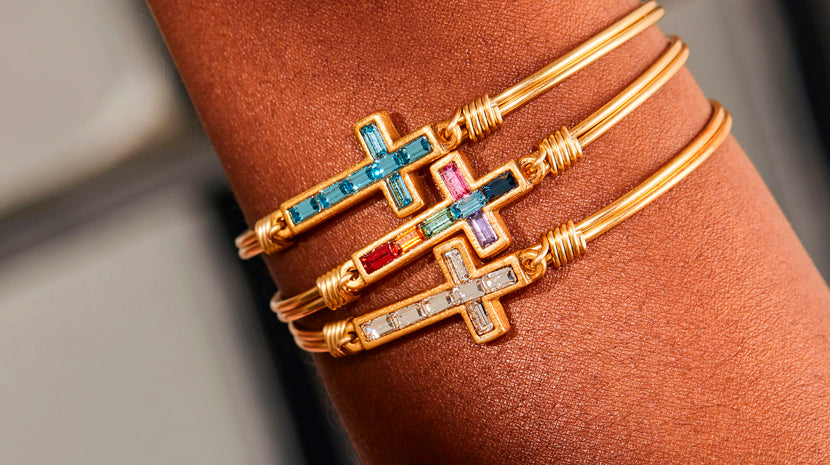 Crystal Colorful Cross Bangle Bracelet