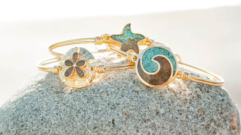 bangle bracelets with sand for ocean conservations