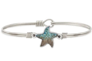 Starfish bangle bracelet with real sand