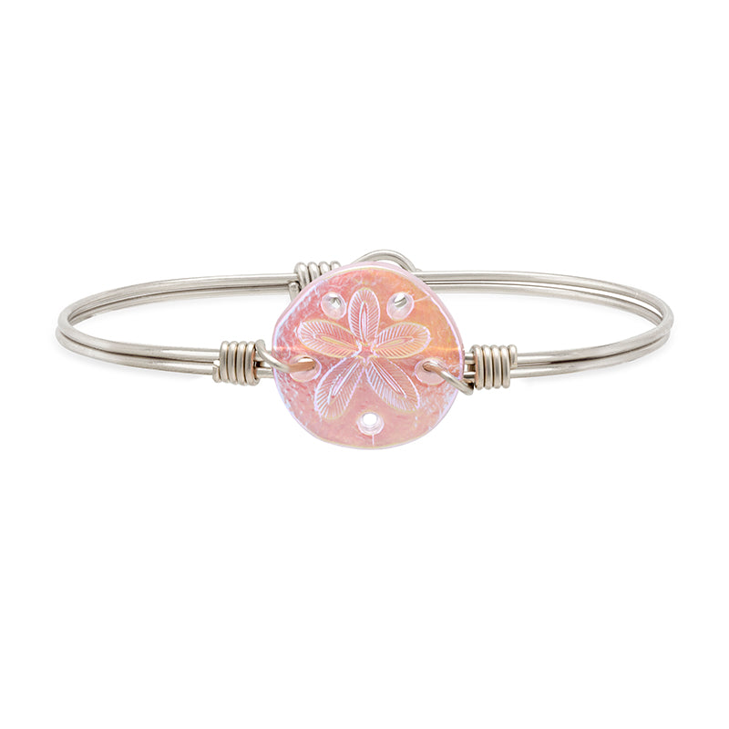 Pink Opal Sand Dollar Bangle Bracelet