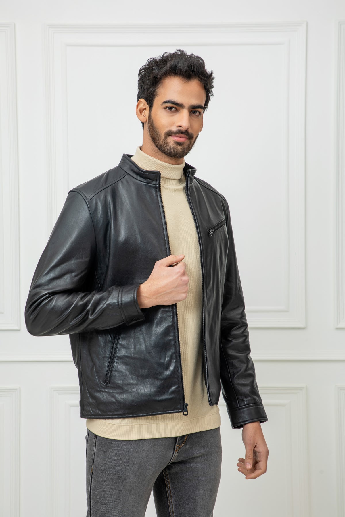 Buy Justanned Men Brown Solid Leather Jacket - Jackets for Men 2286242 |  Myntra