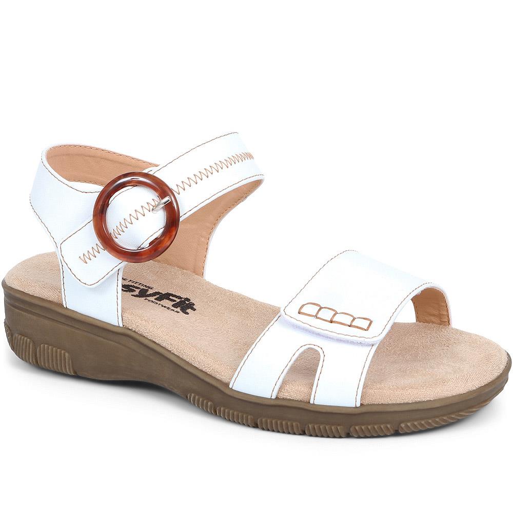 EasyFit Ladies Extra Wide Fit Sandals - White Floral Size 5 UK:  Amazon.co.uk: Fashion
