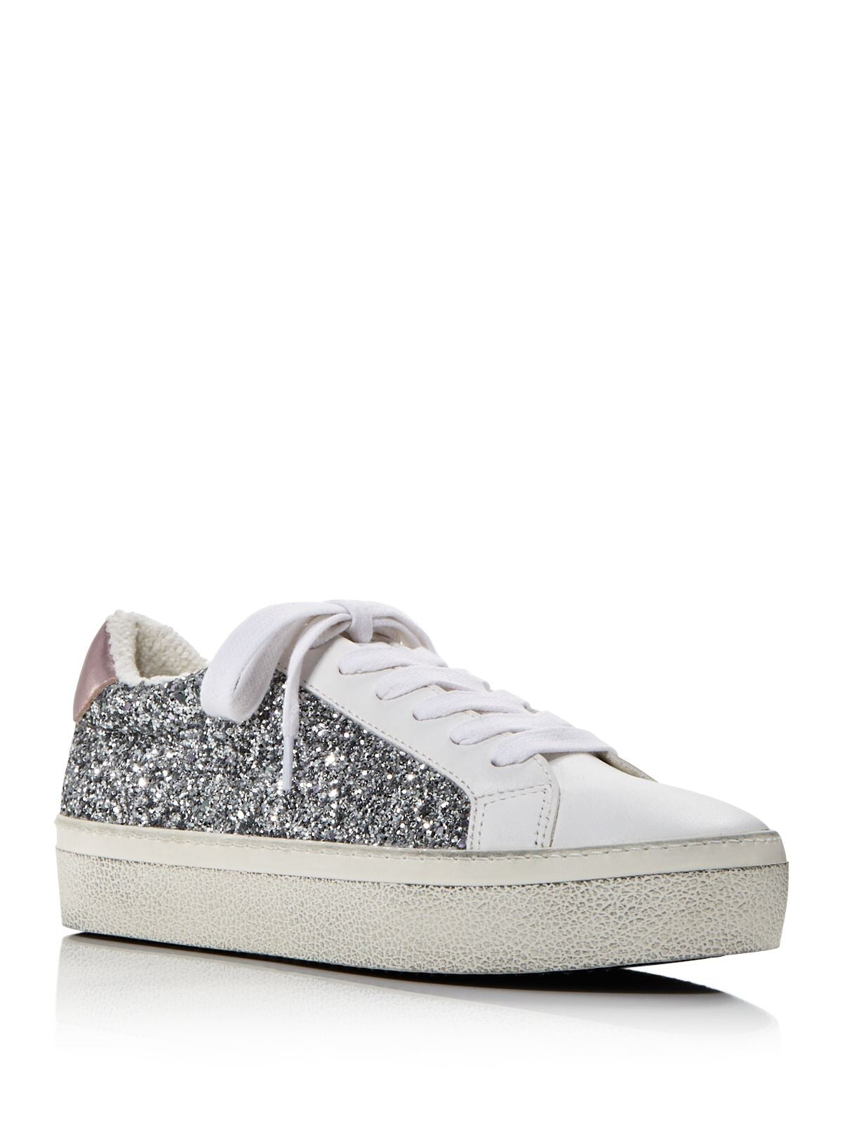AQUA Womens Blush White Embossed Snake Print Mixed Media Padded Metallic Play Round Toe Platform Lace-Up Athletic Sneakers Shoes M
