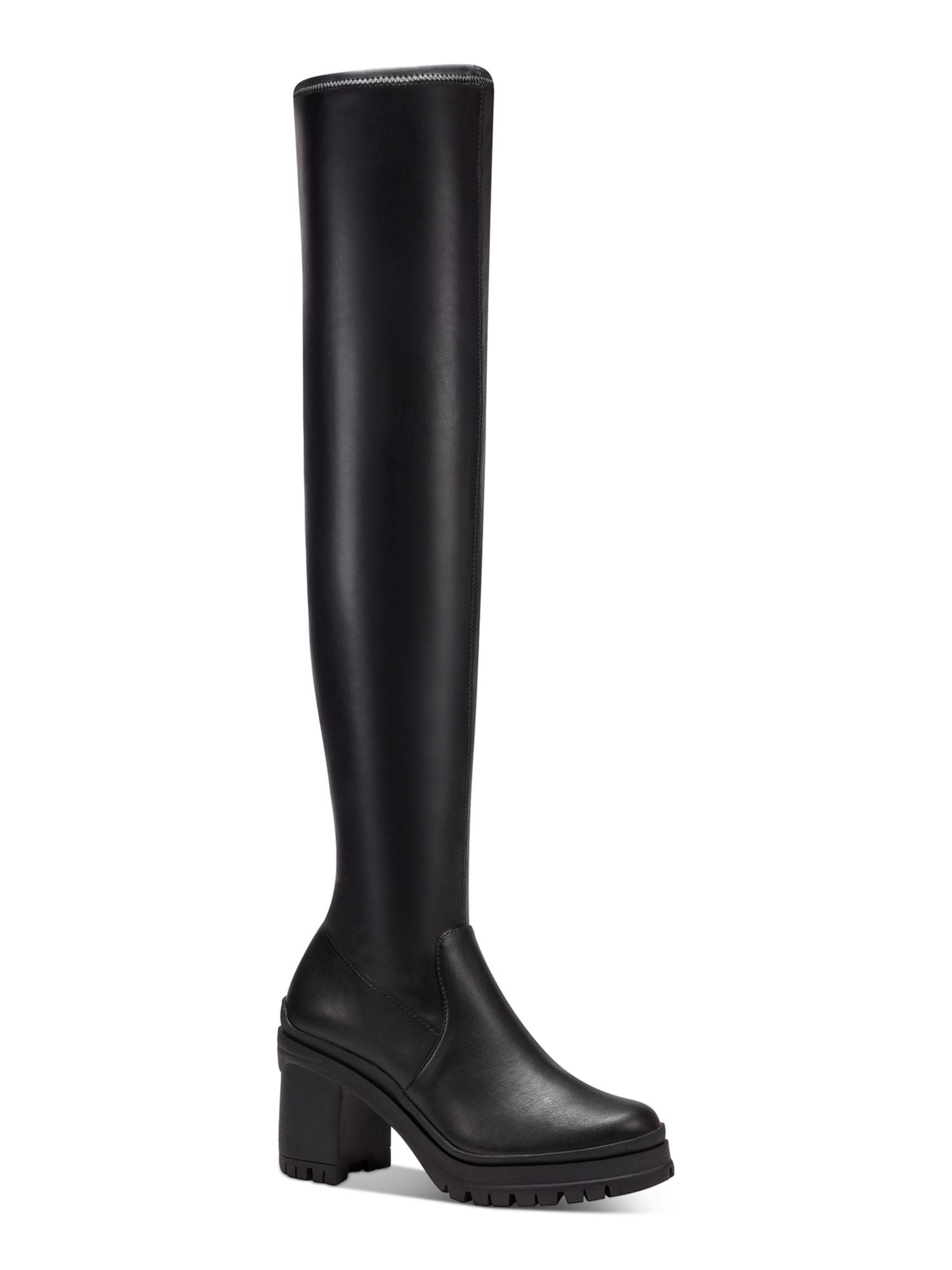 BAR III Womens Black Lug Sole Padded Fernn Almond Toe Block Heel Zip-Up Boots Shoes M