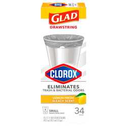 Glad with Clorox Lemon Fresh Bleach Scent Small Drawstring Trash