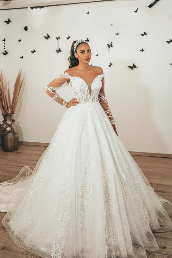 Elegant Sweetheart Cap-sleeves A-line Lace applique Wedding Dresses,DB –  sweetbridals