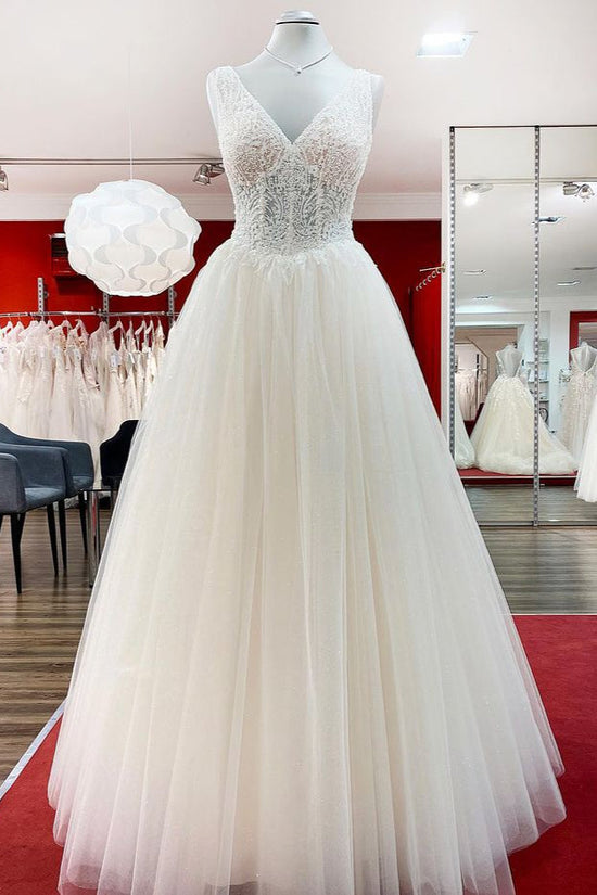 Sparkly Tulle A-line Sweetheart Wedding Dresses, MW613