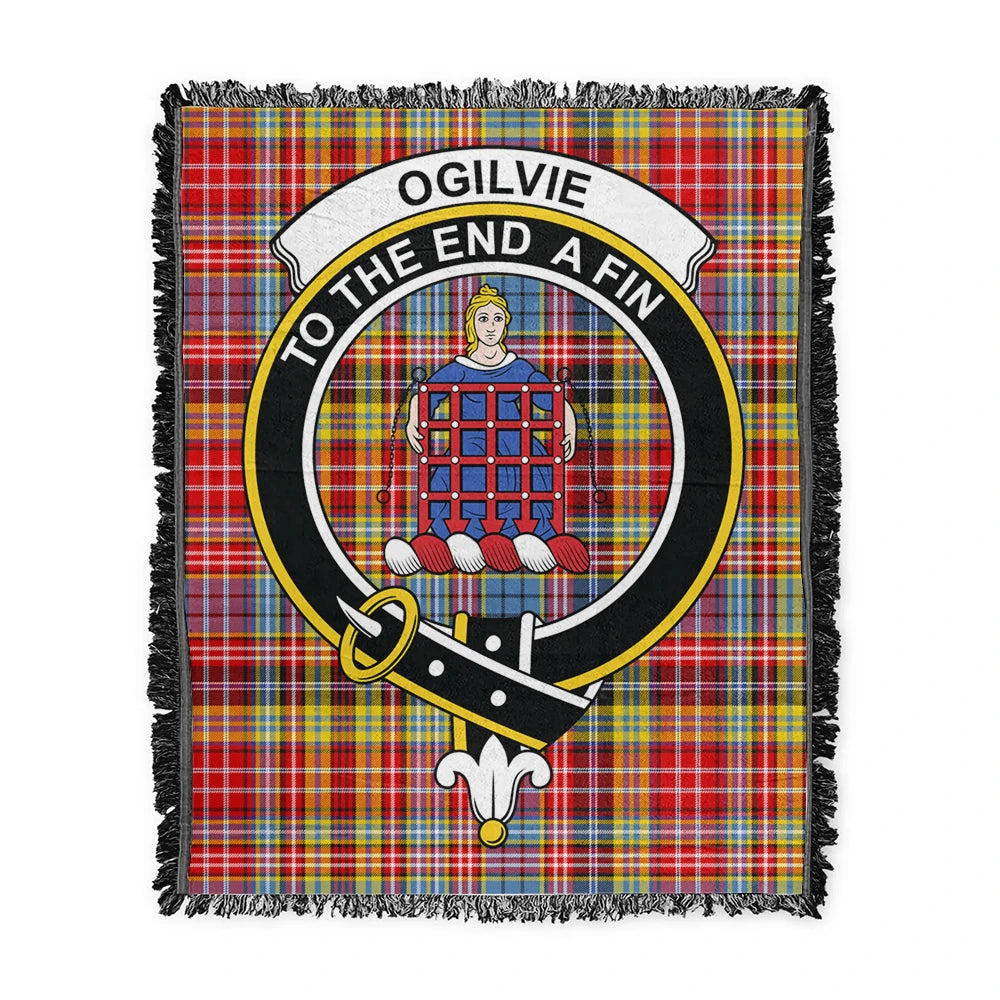 Ogilvie Tartan Classic Crest Woven Blanket | Celticprime.com – celticprime