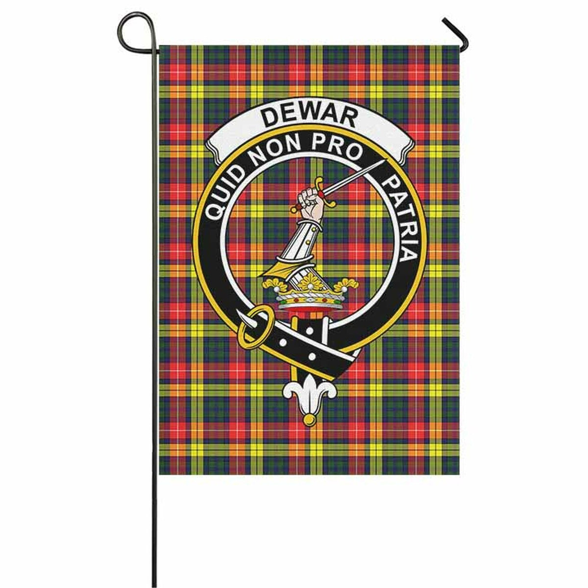 Dewar Clan Crest Tartan Garden Flag | Celticprime.com – celticprime