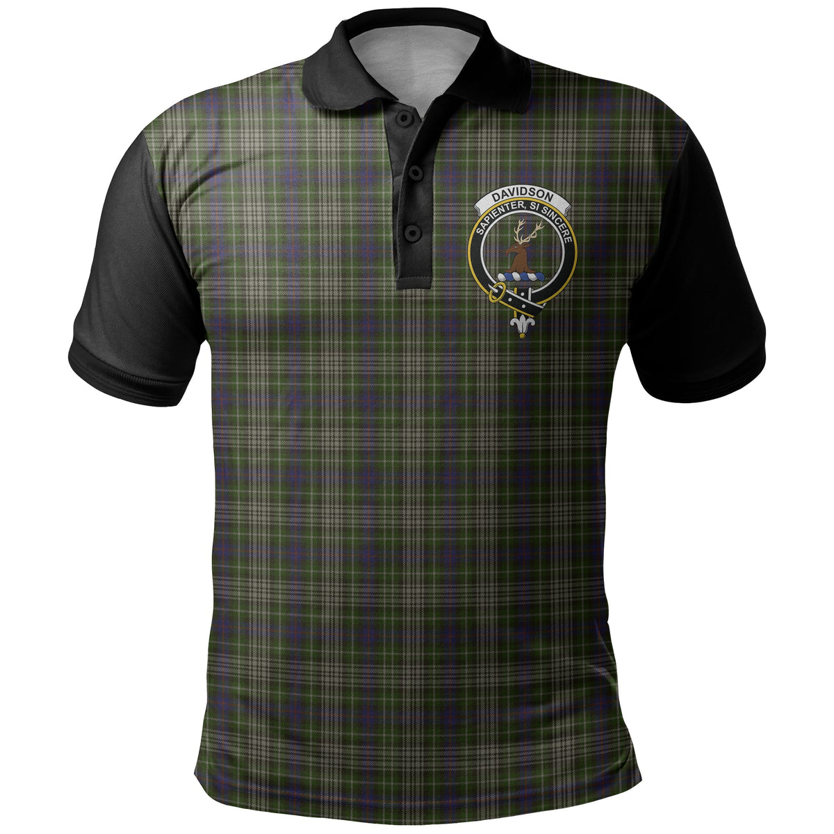 Davidson Tulloch Dress Tartan Crest Polo Shirt Black Neck 1 Style ...
