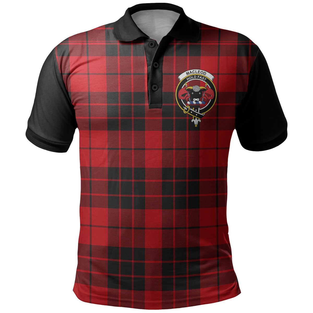 MacLeod of Raasay Tartan Crest Polo Shirt Black Neck 1 Style ...