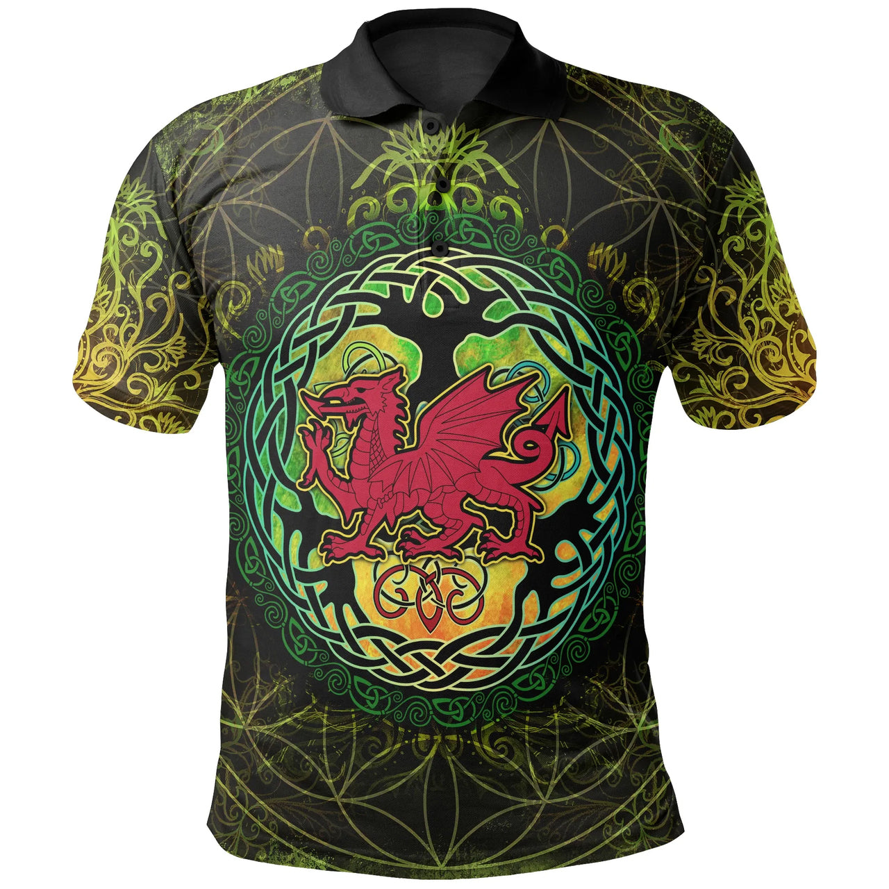 Wales Celtic Polo Shirt Cymru Tree of Life | Celticprime.com – celticprime