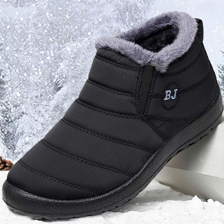 Kaegreel Men's Waterproof Warm Fur Lining Letter Slip On Ankle Boots ...