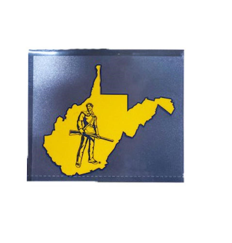  WVU State Shape With Mountaineer Decal 