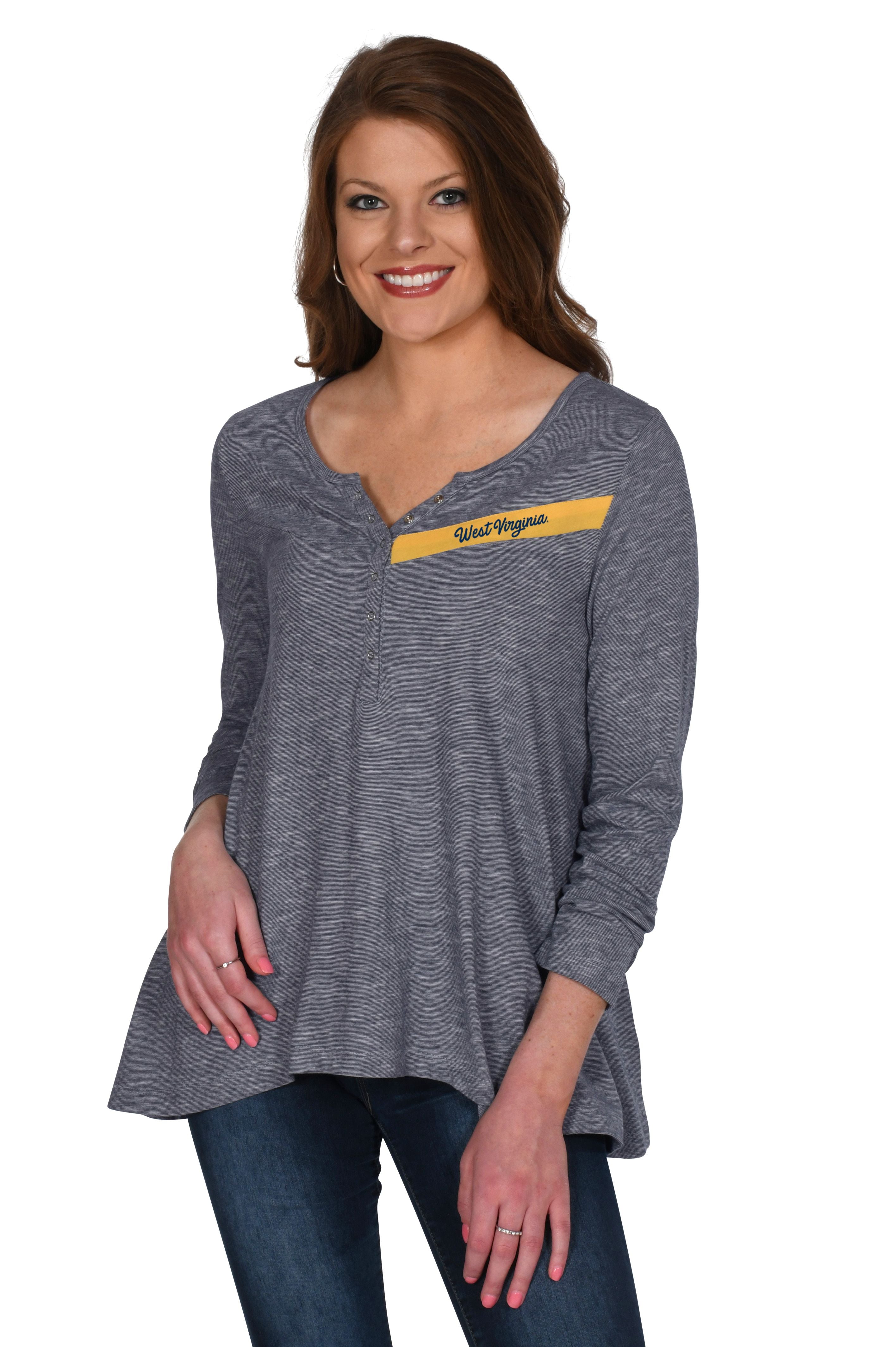  WVU Cozy Henley Top 