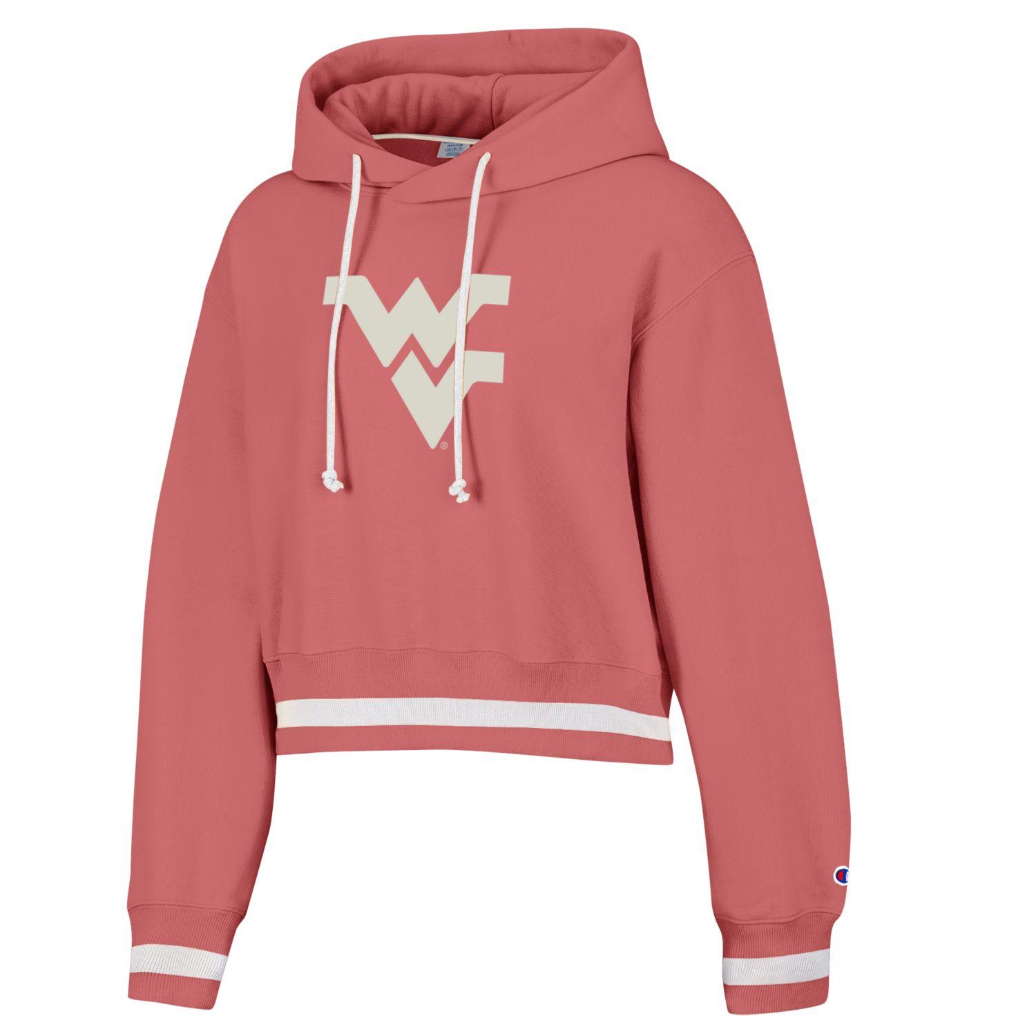  WVU Womens Champion Pink Cropped Hoodie 