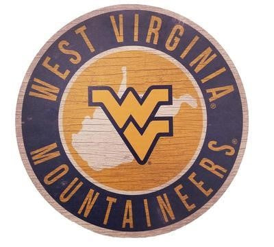  WVU Distressed Circle Sign 