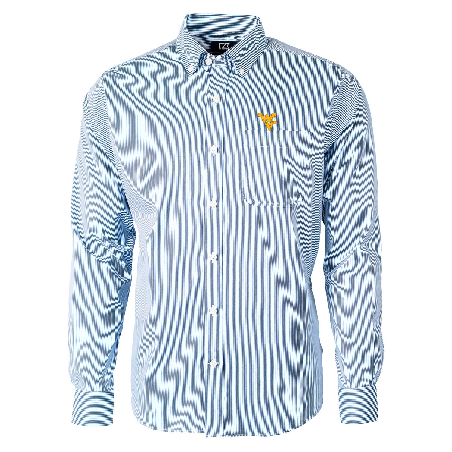  WVU Pinstripe Stretch Long Sleeve Button Down 