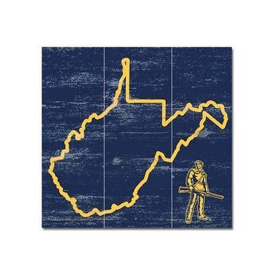  WVU State Outline Plank Sign 