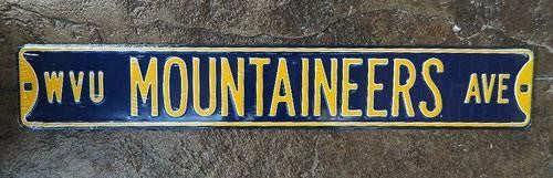  WVU Mountaineers Ave Metal Sign 