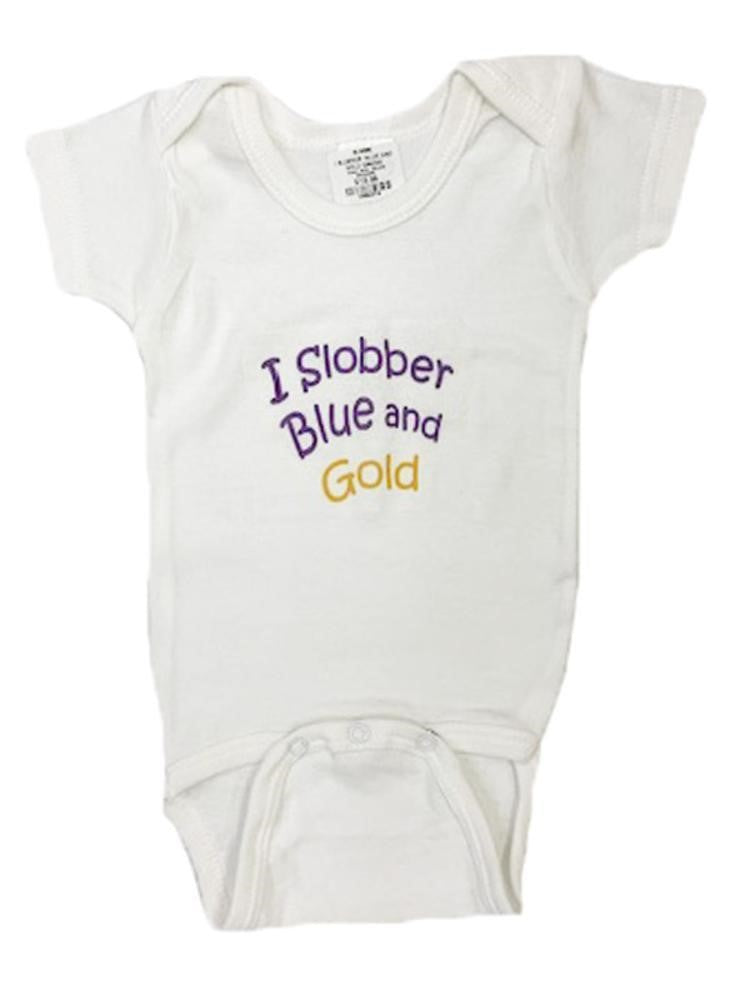  WVU I Slobber Blue and Gold Onesie 