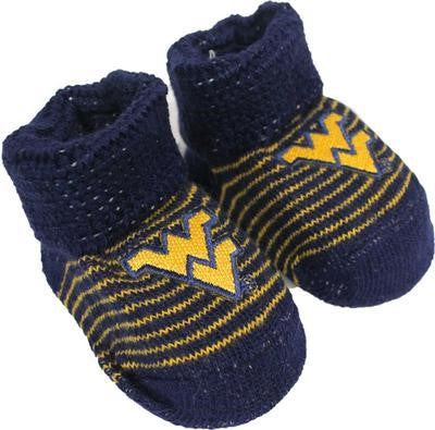  WVU Striped Infant Booties 