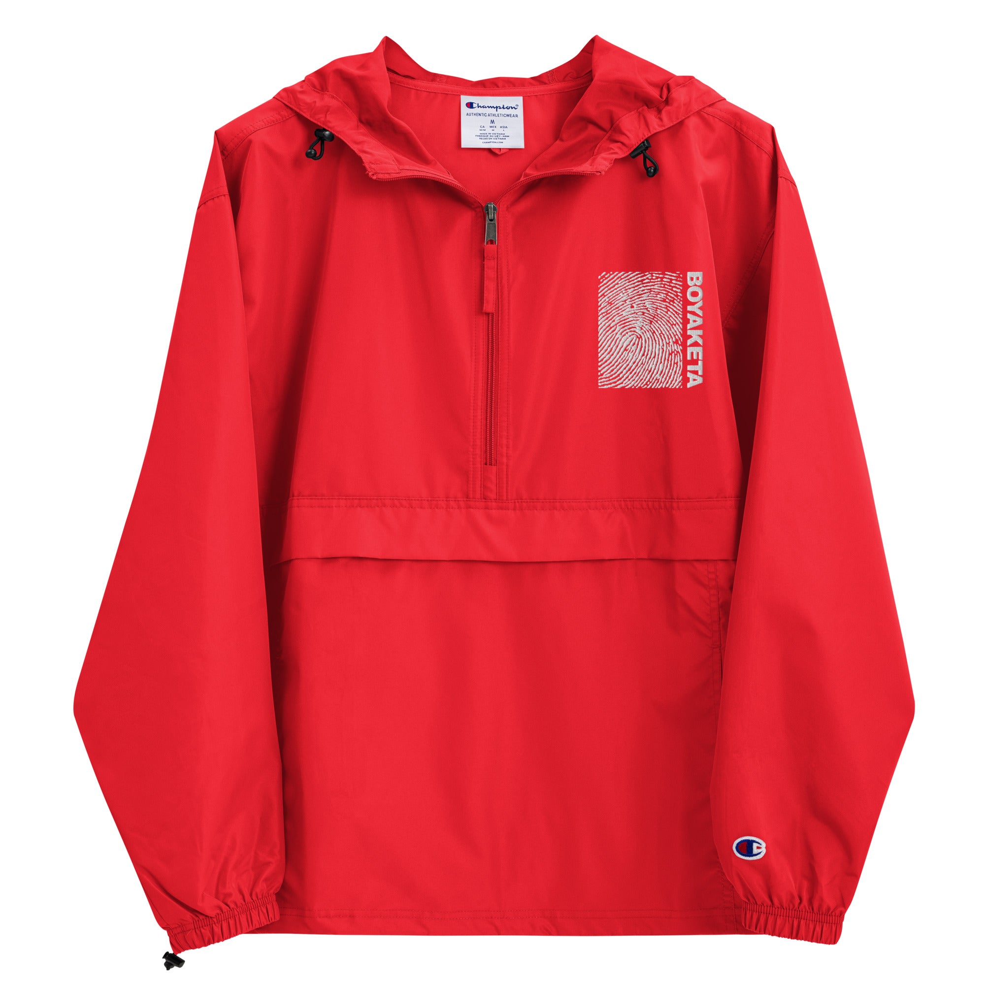 champion packable jacket red