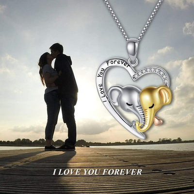 Ladies Heart-Shaped Mother Necklace Cute Animal Elephant Pendant Couple Jewelry Necklace for Women