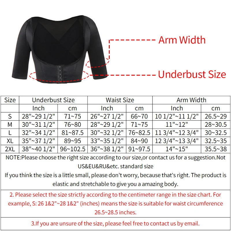 Short Sleeve Arm Shapers Size Chart