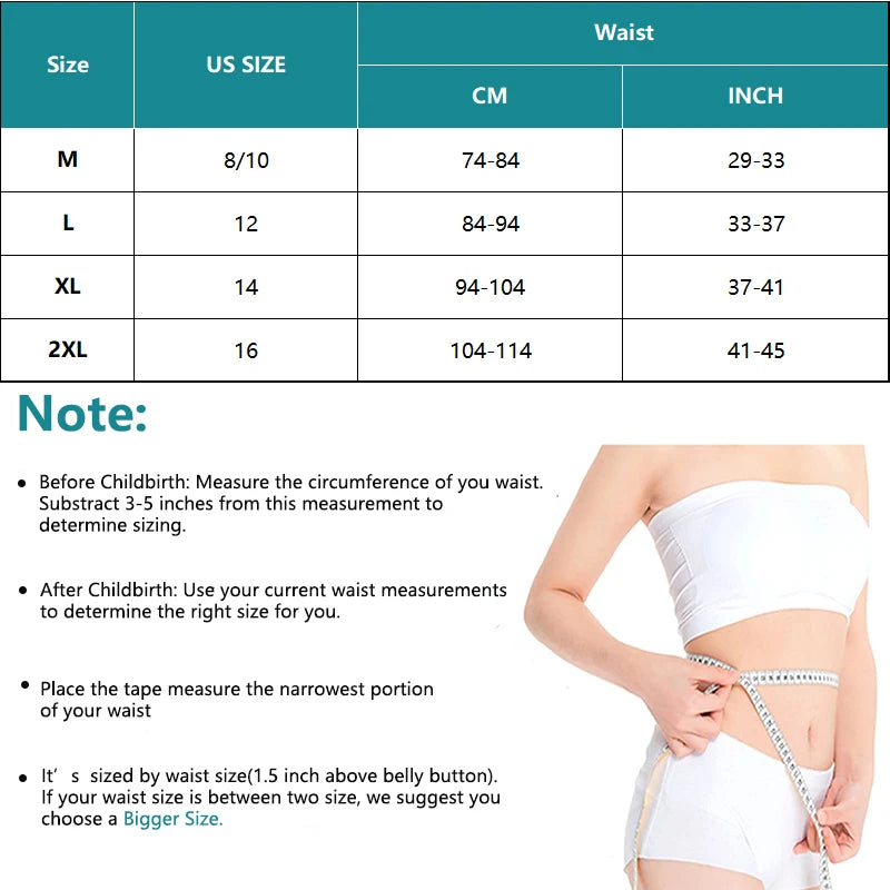 Waist Trainer for C-Section Recovery Size Chart