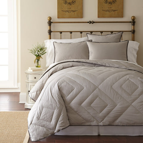 Luxury-PrimaLoft Down Alternative Vintage Wash Grey Comforter Diamond Pattern