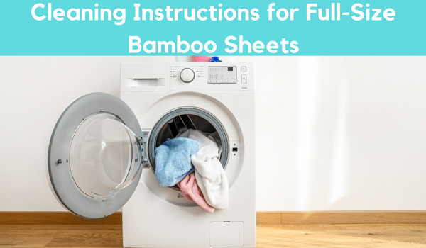 Bamboo bed sheets for cleaning purposes in the washing machine with clear instructions