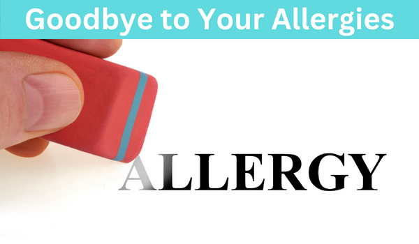 A hand with red eraser erase allergy content that reflecting the healing to say good bye allergy