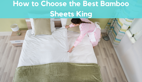 A lady decoring her king size bed with best bamboo sheets king