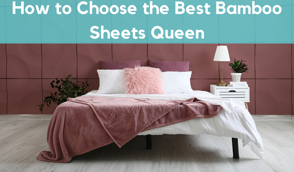 A bed having best quality bamboo sheets queen with a couple of the white pillows.
