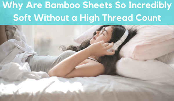 A girl relaxing on her soft bed without having a high amount of thread count in the bamboo bed sheet