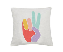 peace hand embroidered pillow