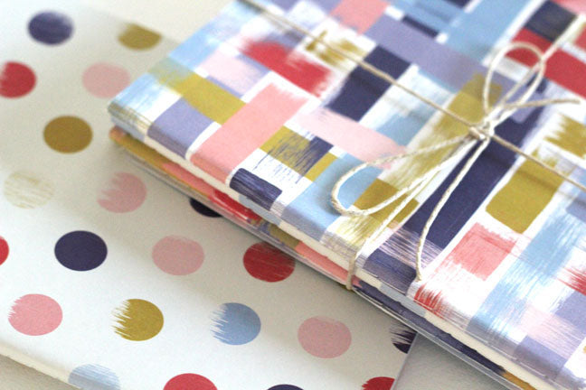 plaid and dot notecards