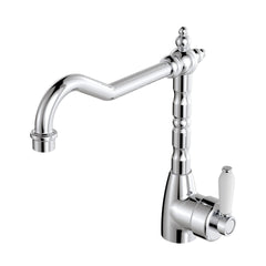 Fienza Eleanor Shepherds Crook Sink Mixer - Chrome/Ceramic Handle - Default Title