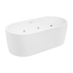Decina Elisi 1700 Freestanding Spa Bath 12-Jets with Integrated Overflow - Gloss White - Default Title
