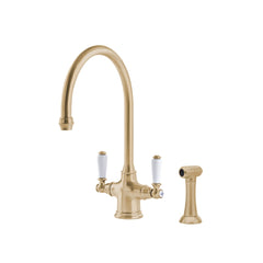 Shaws by Perrin & Rowe Ribble Kitchen Tap with Rinse - Satin Brass - Default Title