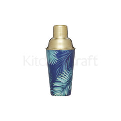 BarCraft Brass Finish Stainless Steel Tropical Leaves Cocktail Shaker