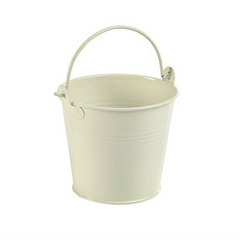 Galvanised steel white serving bucket 